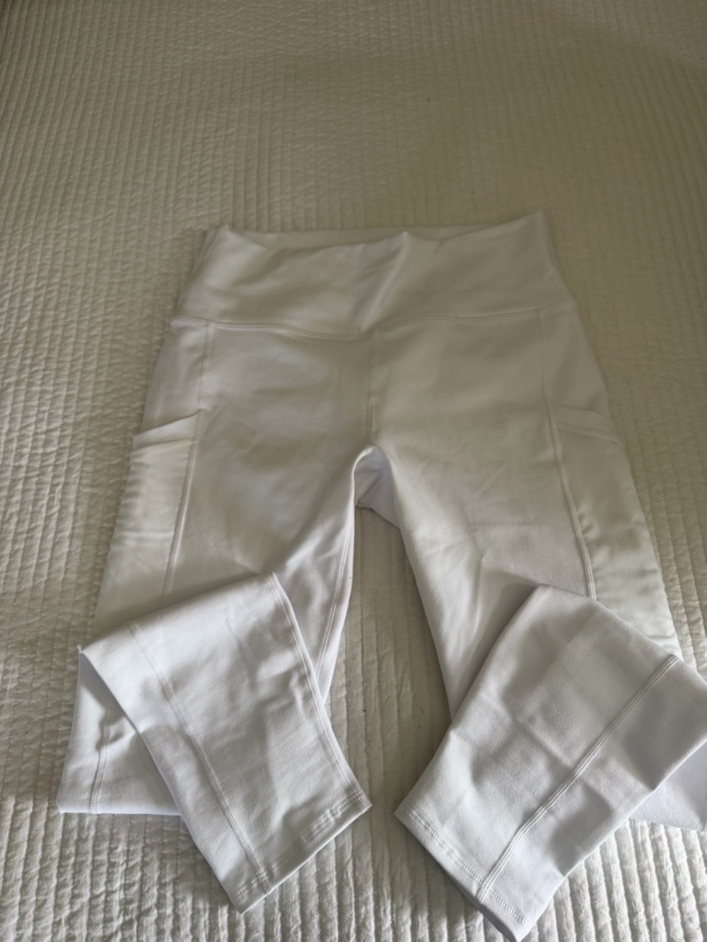 Fabletics White PowerHold Leggings with Subtle Logo - Picture 2 of 8